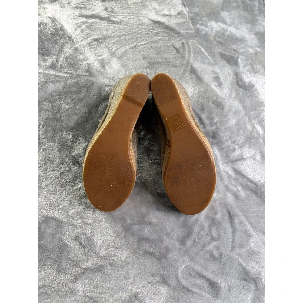 NEW W/ BOX Tory Burch Sally Canvas Espadrille Wedge Sandals Womens Beige US 8.5